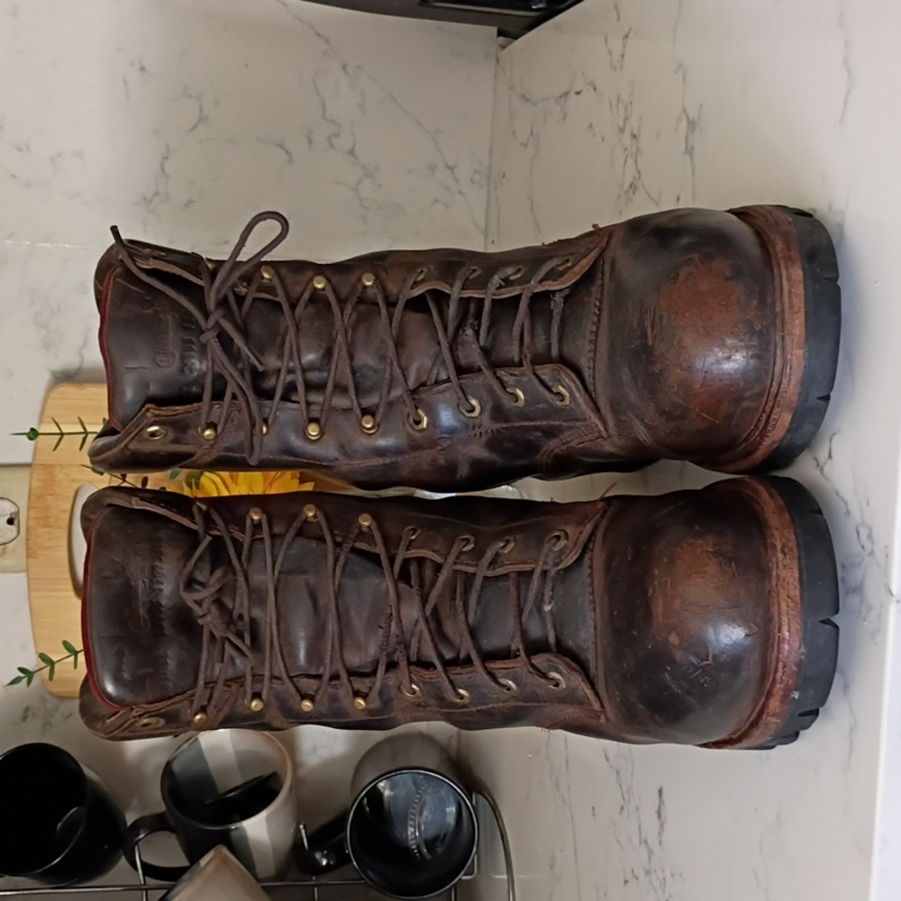 Chippewa Brown Leather Steel Toe Waterproof Work Boots - Picture 3 of 14